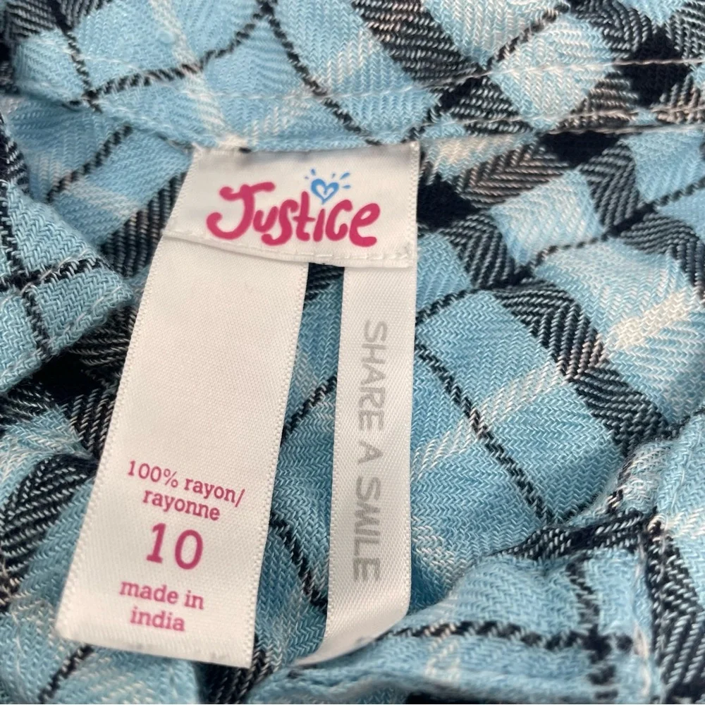 Justice Girls Size 10 Bundle Lot 3pc Army Green Jacket Plaid‎ Button Down Shirts